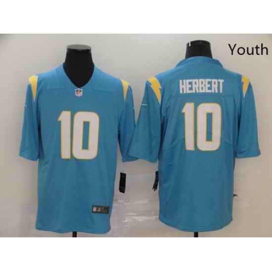 Youth Nike Los Angeles Chargers 10 Justin Herbert Light Blue Alternate Vapor Limited Jersey
